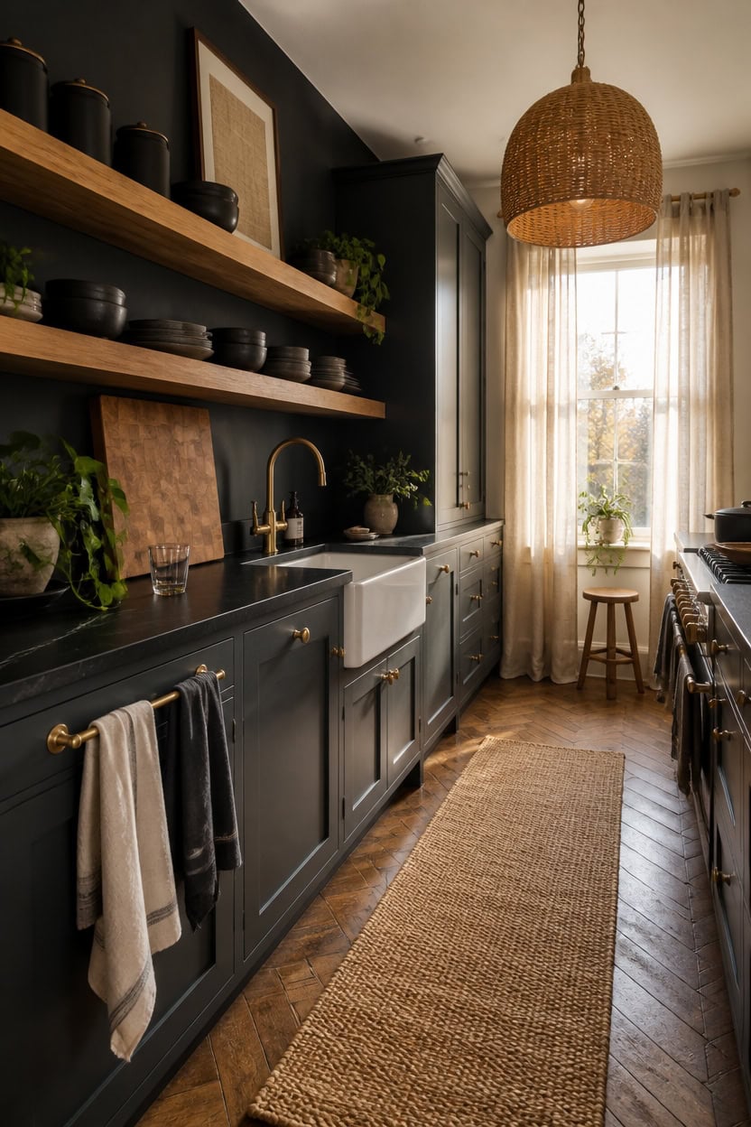 How Texture Transforms a Dark Gray Kitchen into a Cozy Haven