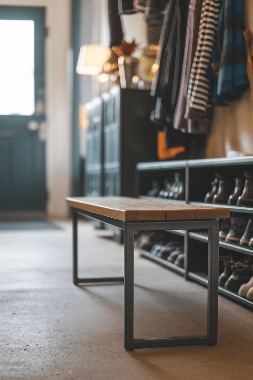 Chic Industrial Seating for Your Mudroom