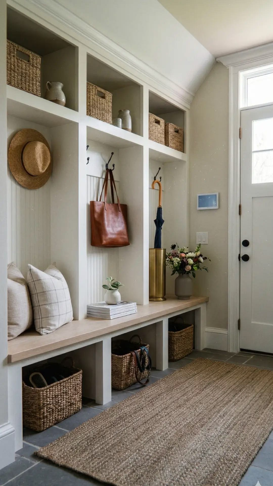 Cozy Bench with Handy Open Shelves