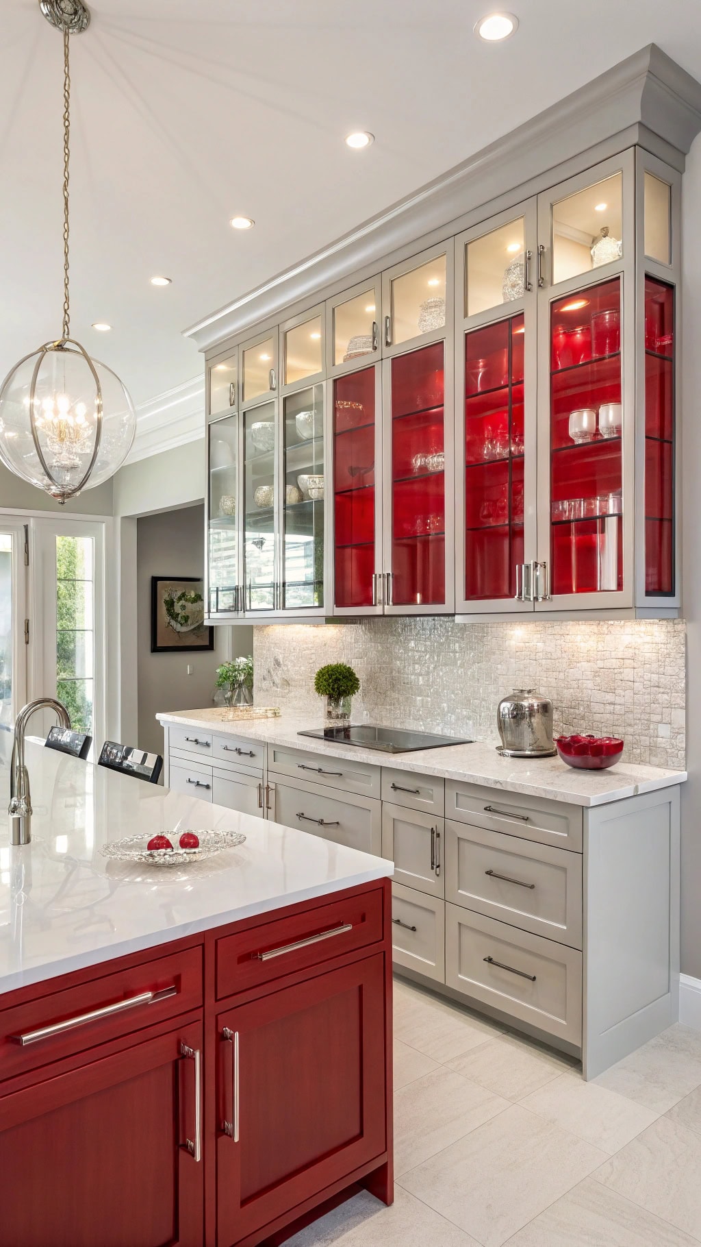 Red Glass Cabinet Doors