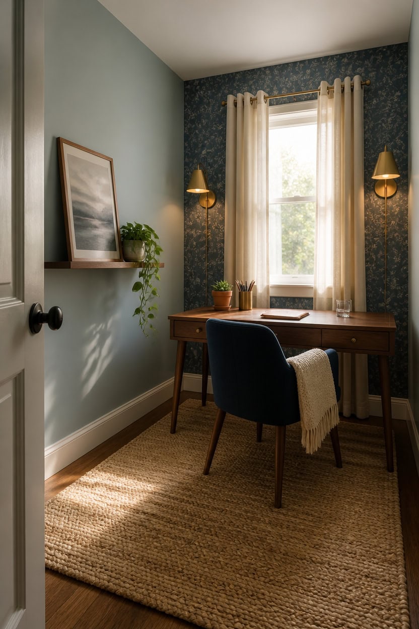 Creating a Subtle Accent Wall with Calming Wallpaper for Your Home Office