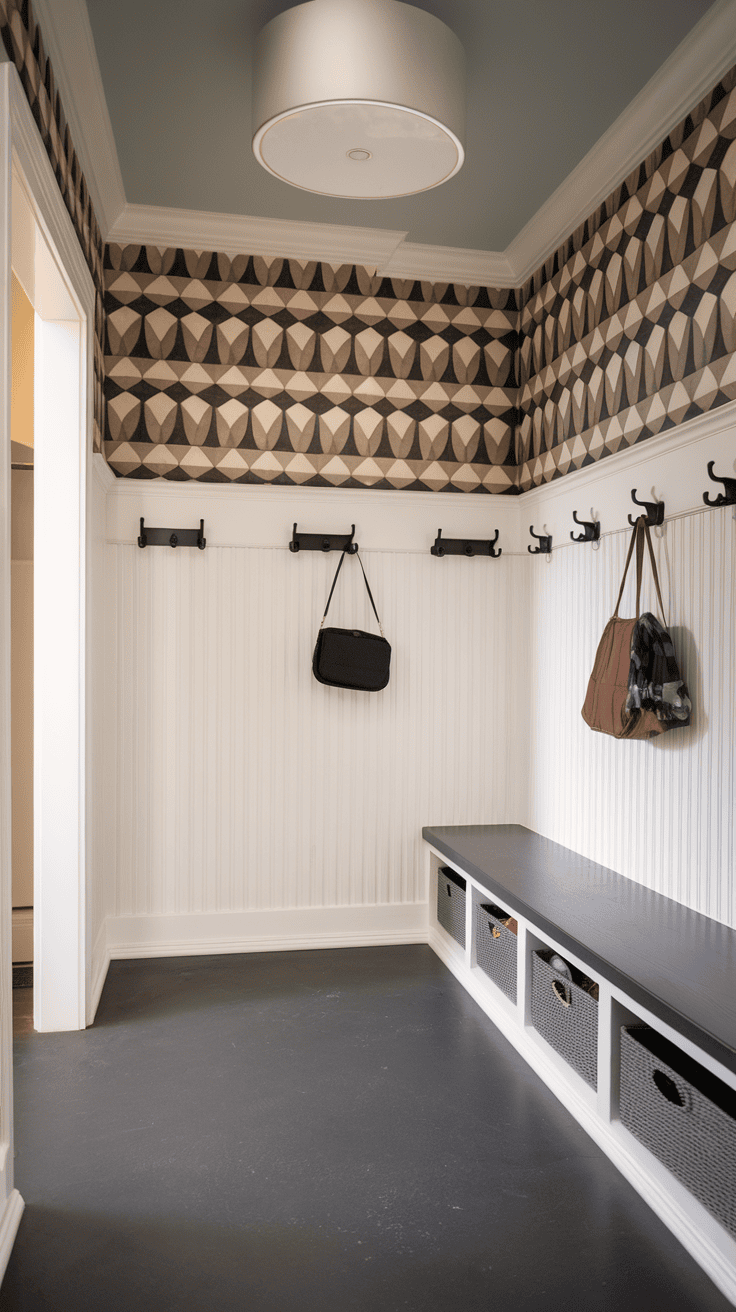 Geometric Charm: Sharp Lines and Patterns to Energize Your Mudroom