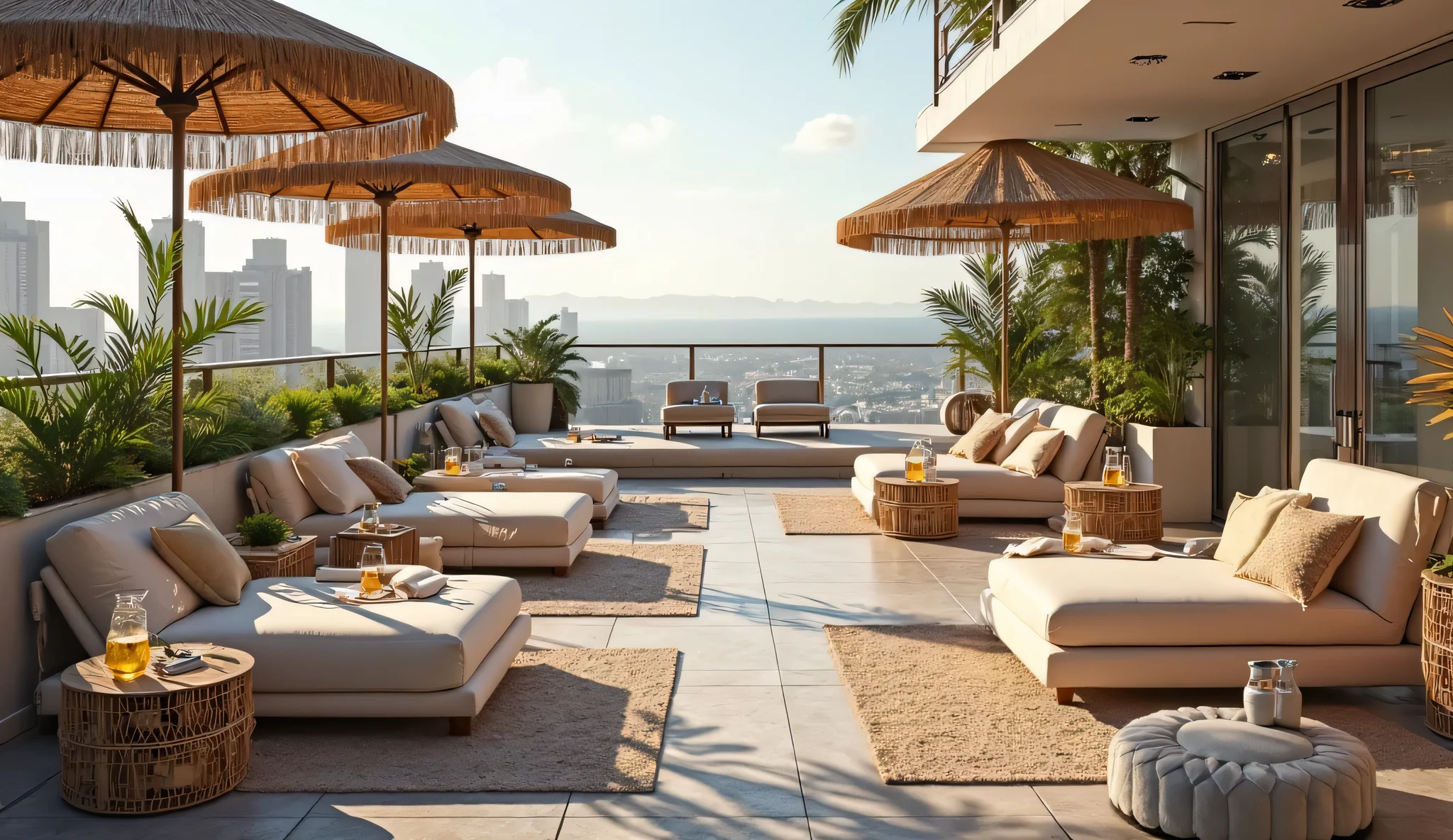 Chic Rooftop Retreats with Shaded Loungers
