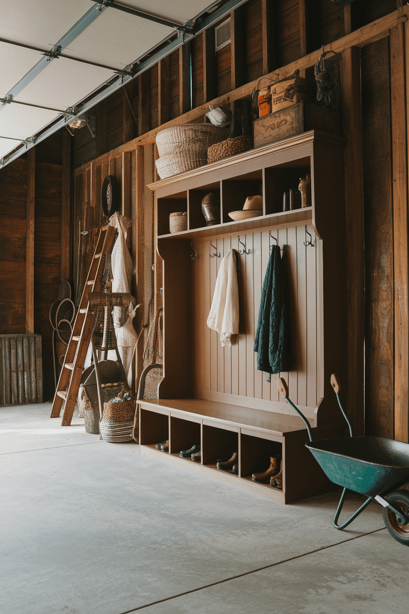 Embrace Cozy Rustic Vibes in Your Garage Mudroom