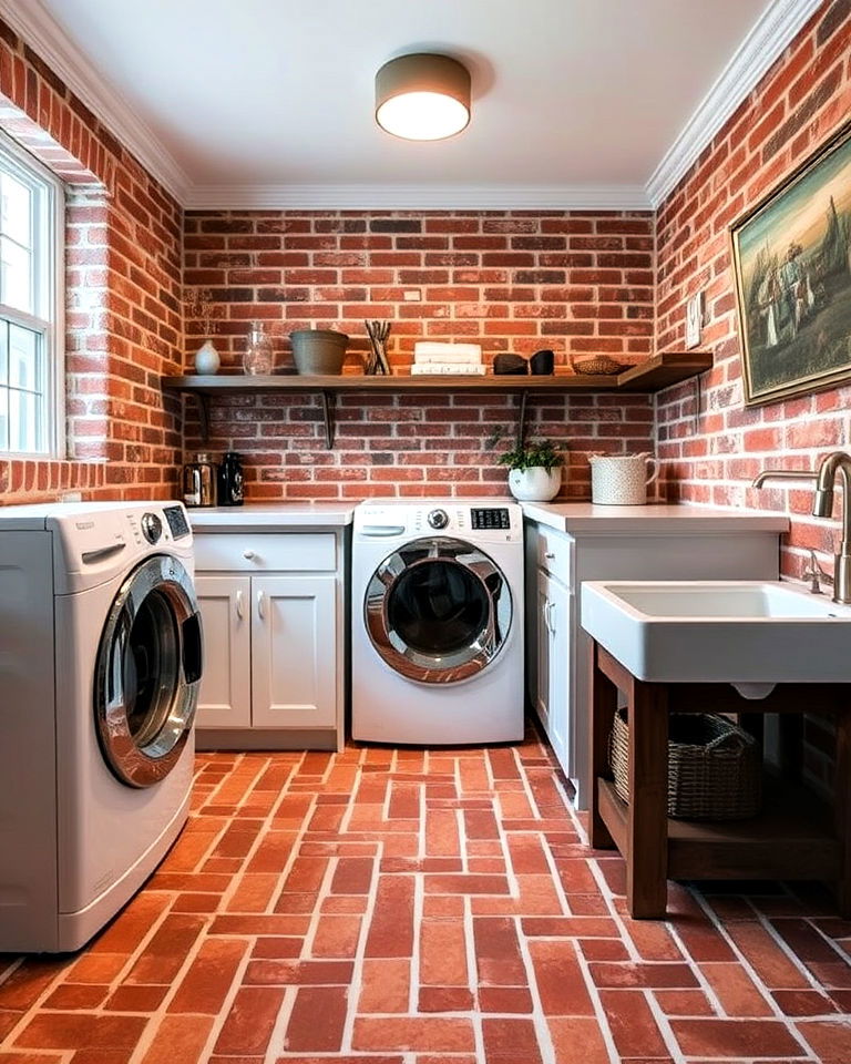 Warm Up Your Laundry Space with Radiant Heated Brick Floors