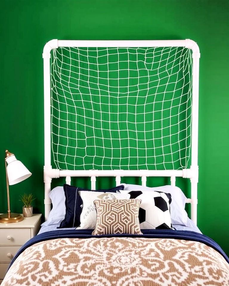 Crafting a Soccer Net-Inspired Headboard