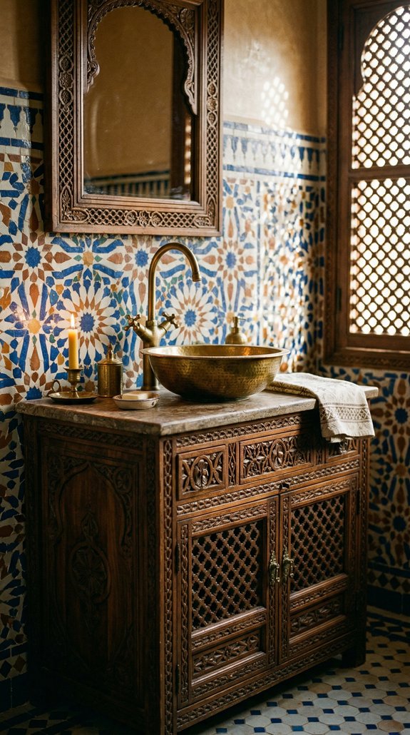 Bathroom Vanities Featuring Exquisite Moroccan Wood Carvings
