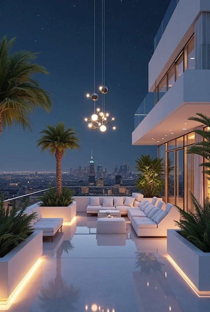 Sleek Geometric Lighting for Rooftop Ambiance