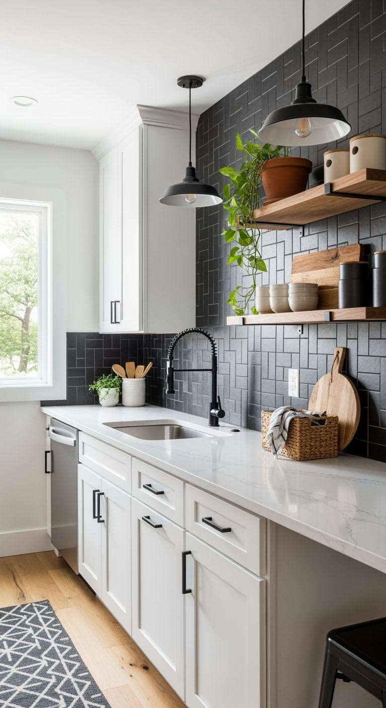 Bold Minimalism: Matte Black Accents Elevating Compact Kitchens with Urban Chic