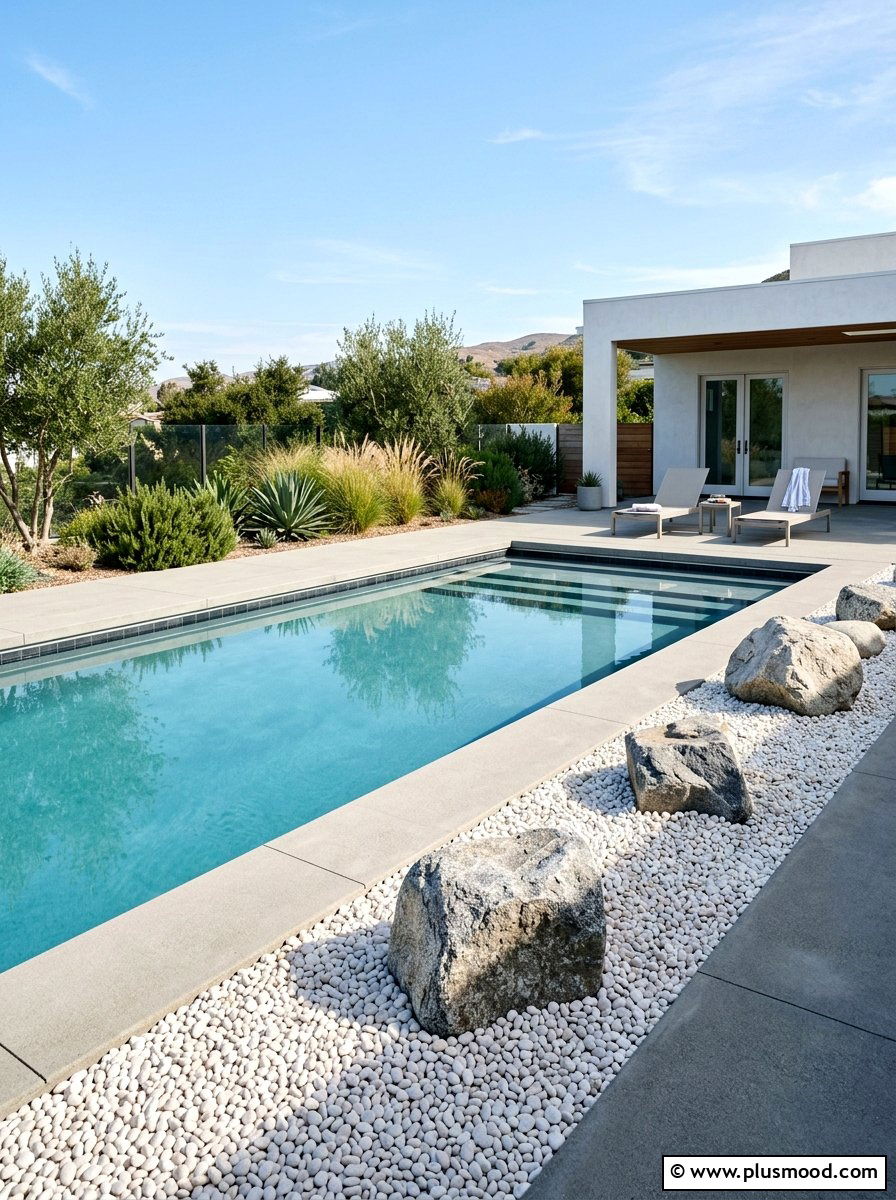 Sleek Stone Edging for Pool Surrounds