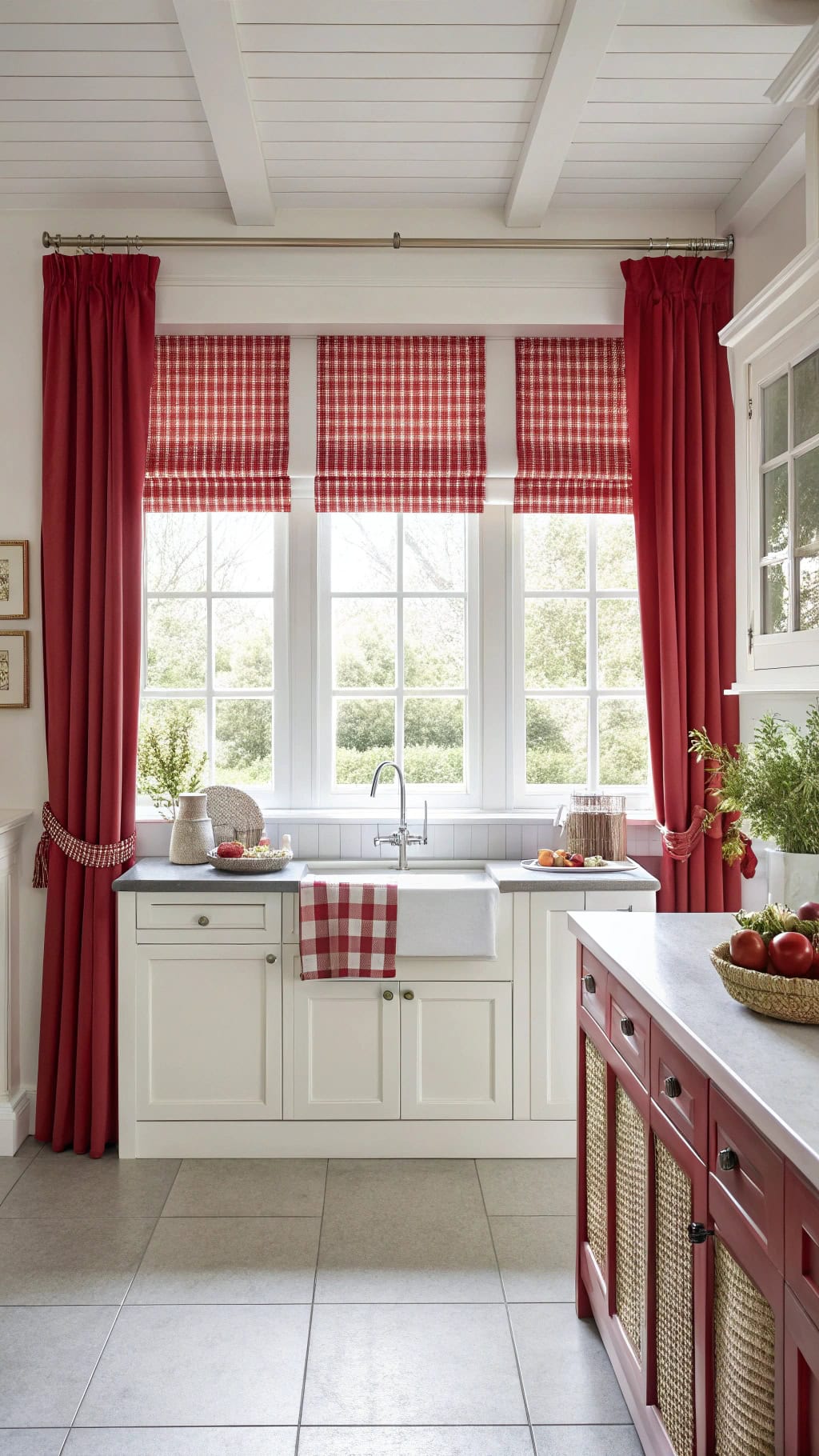 Red Window Treatments and Valances
