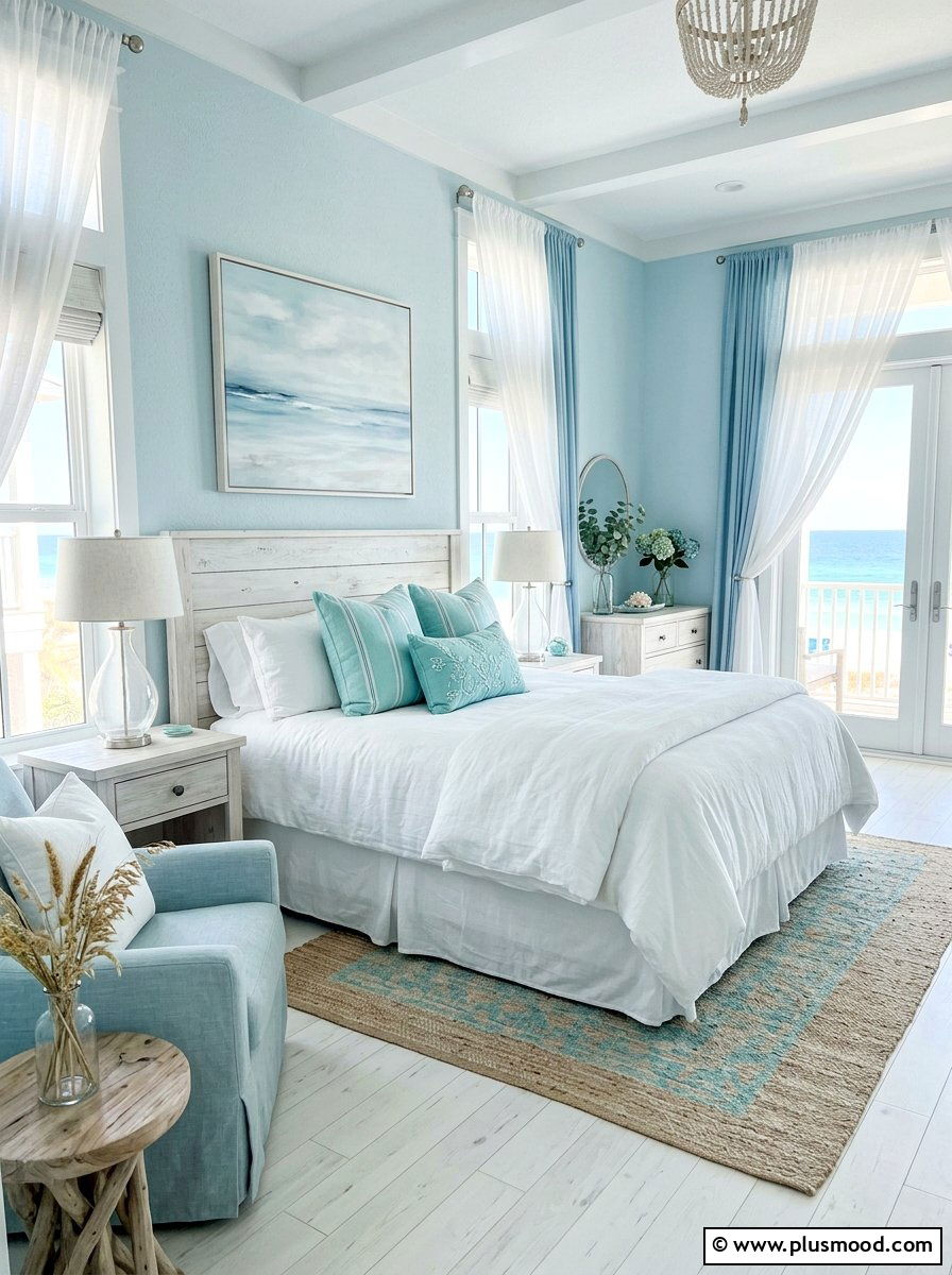 Serene Light Blue Beach-Inspired Bedroom