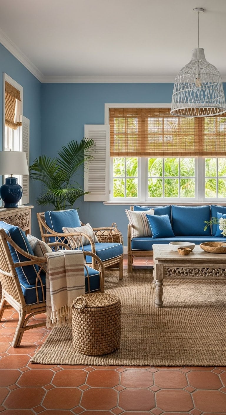 Coastal Colonial Charm with Warm Earthy Floors