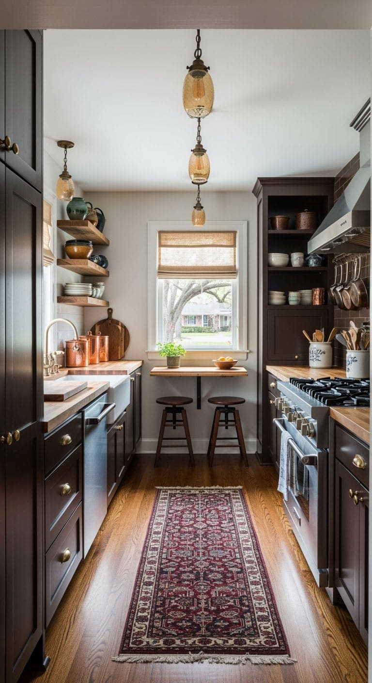 Timeless Espresso Elegance: Maximizing Charm and Function in Compact Kitchens