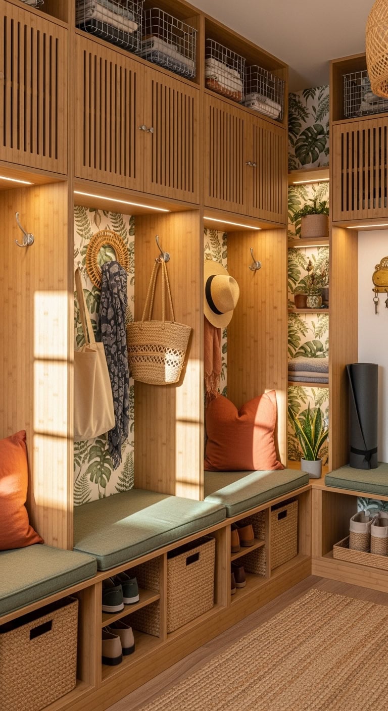 Eco-Chic Bamboo Mudroom Lockers
