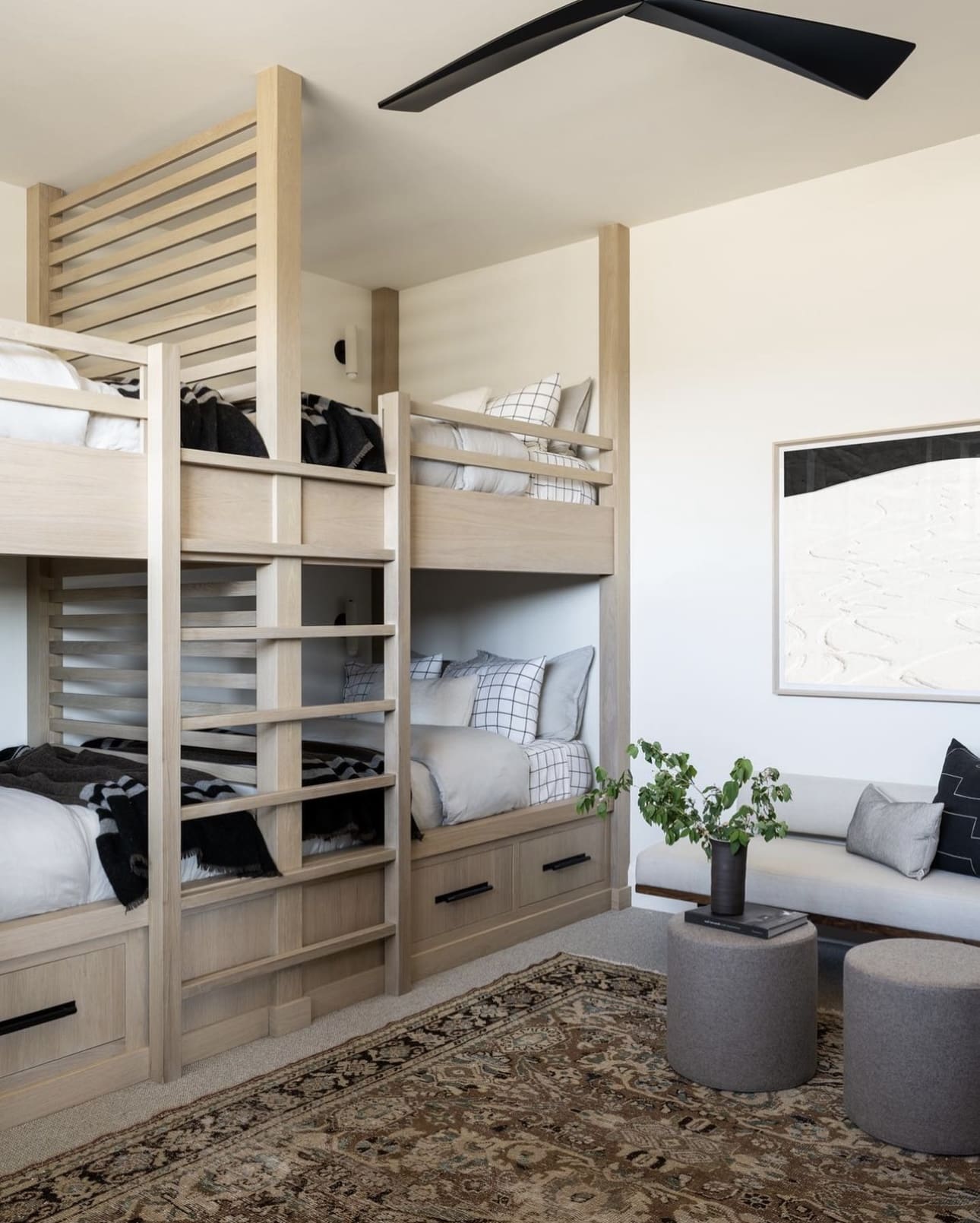 Chic and Cozy Basement Bunk Haven for Kids