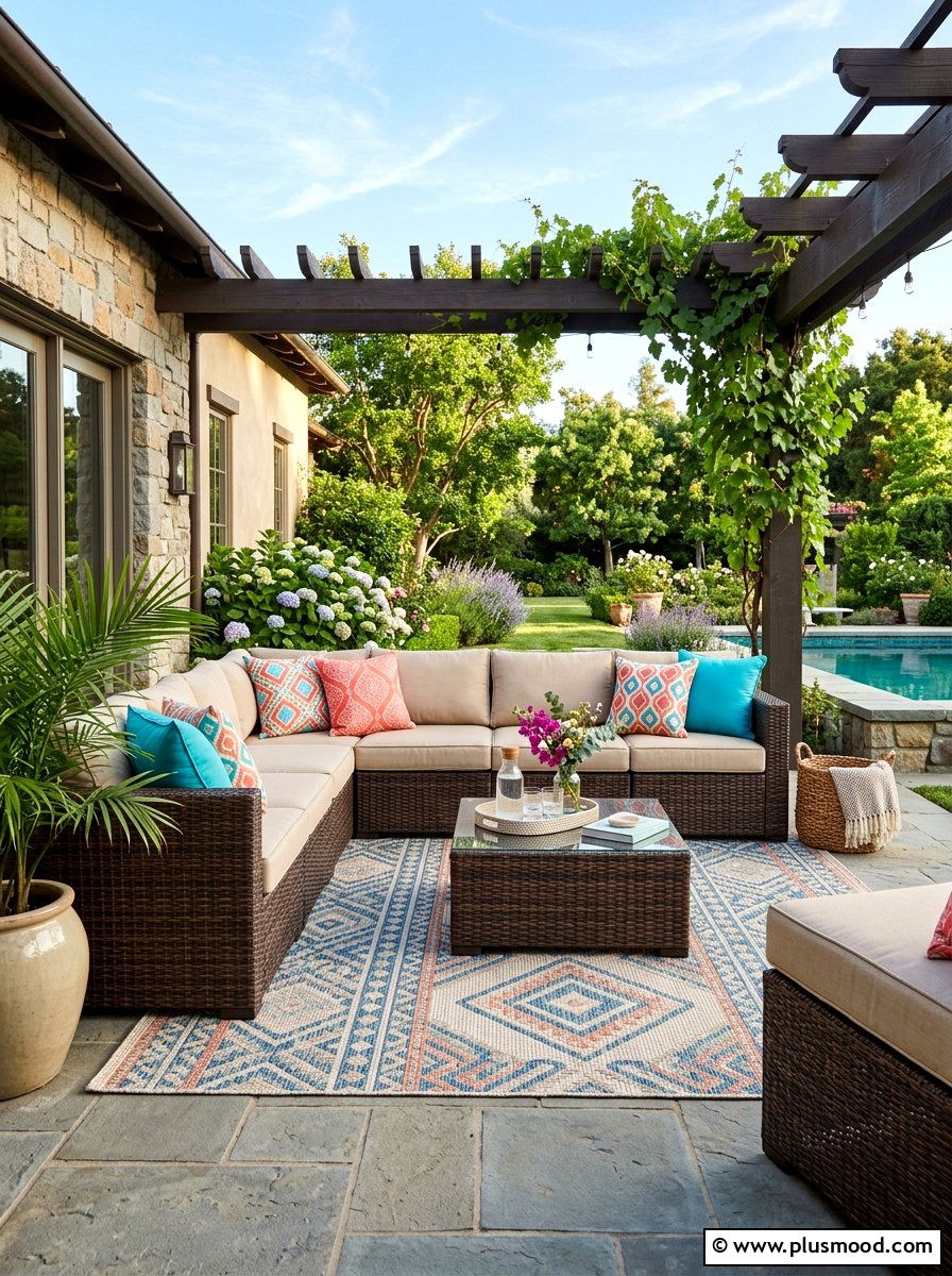 Convertible Wicker Patio Sofa