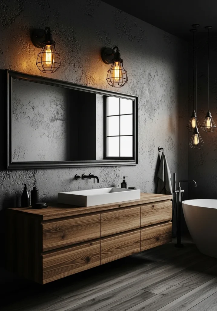 Vintage Industrial Bathroom Lighting Ideas