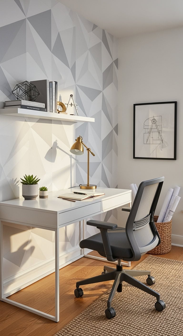 Boost Your Home Office Efficiency with Stylish Geometric Wallpaper Designs