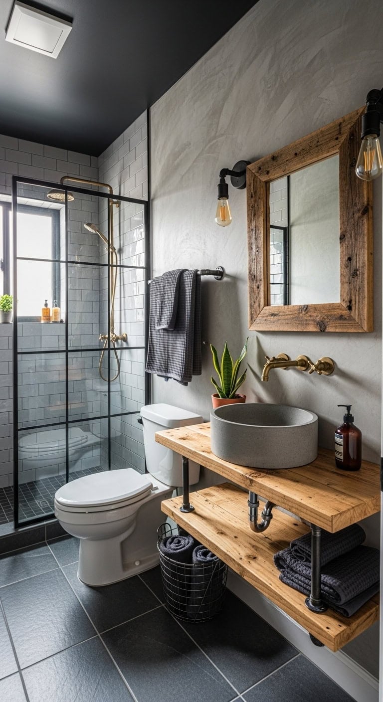 Industrial Loft: Elevate Compact Bathrooms with Bold Exposed Pipe Details
