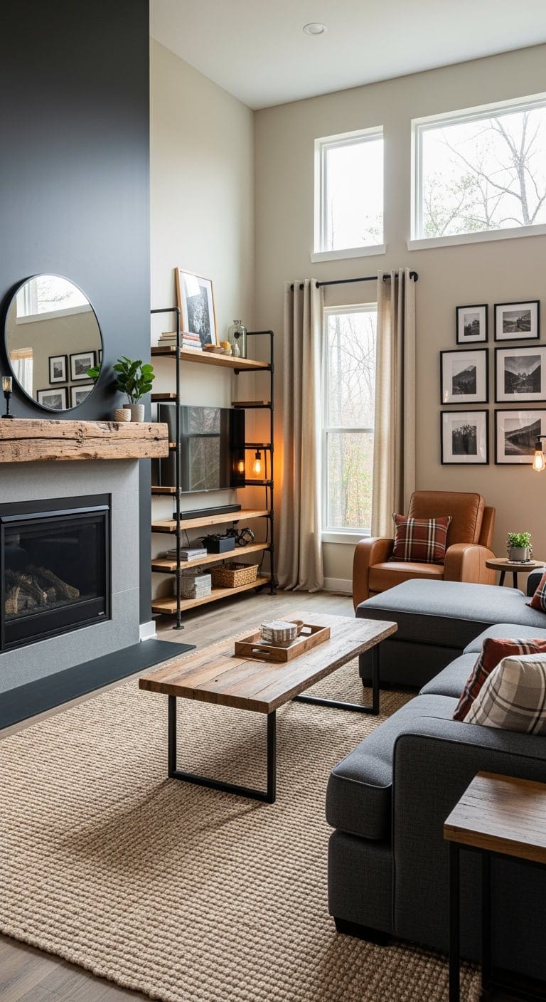 Industrial Warmth: Black Steel Meets Reclaimed Wood Charm