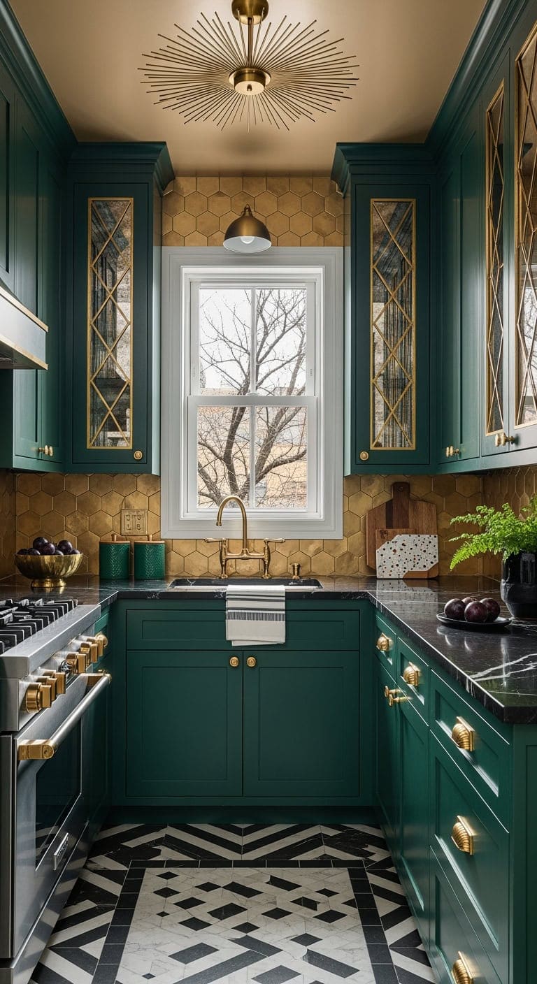 Timeless Art Deco Elegance: Bold Geometry Elevates Small Kitchens with Luxe Flair