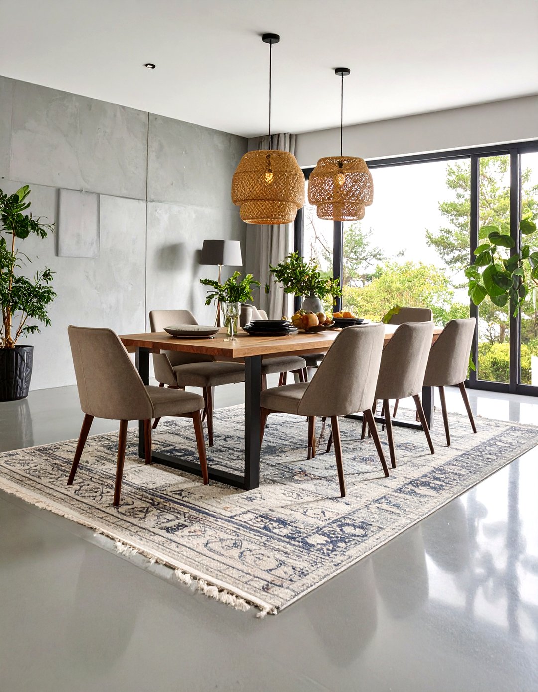 Modern Industrial Dining Spaces Featuring Concrete Flooring