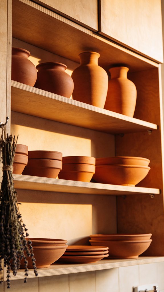 Showcasing Terracotta on Shelves Without Overcrowding