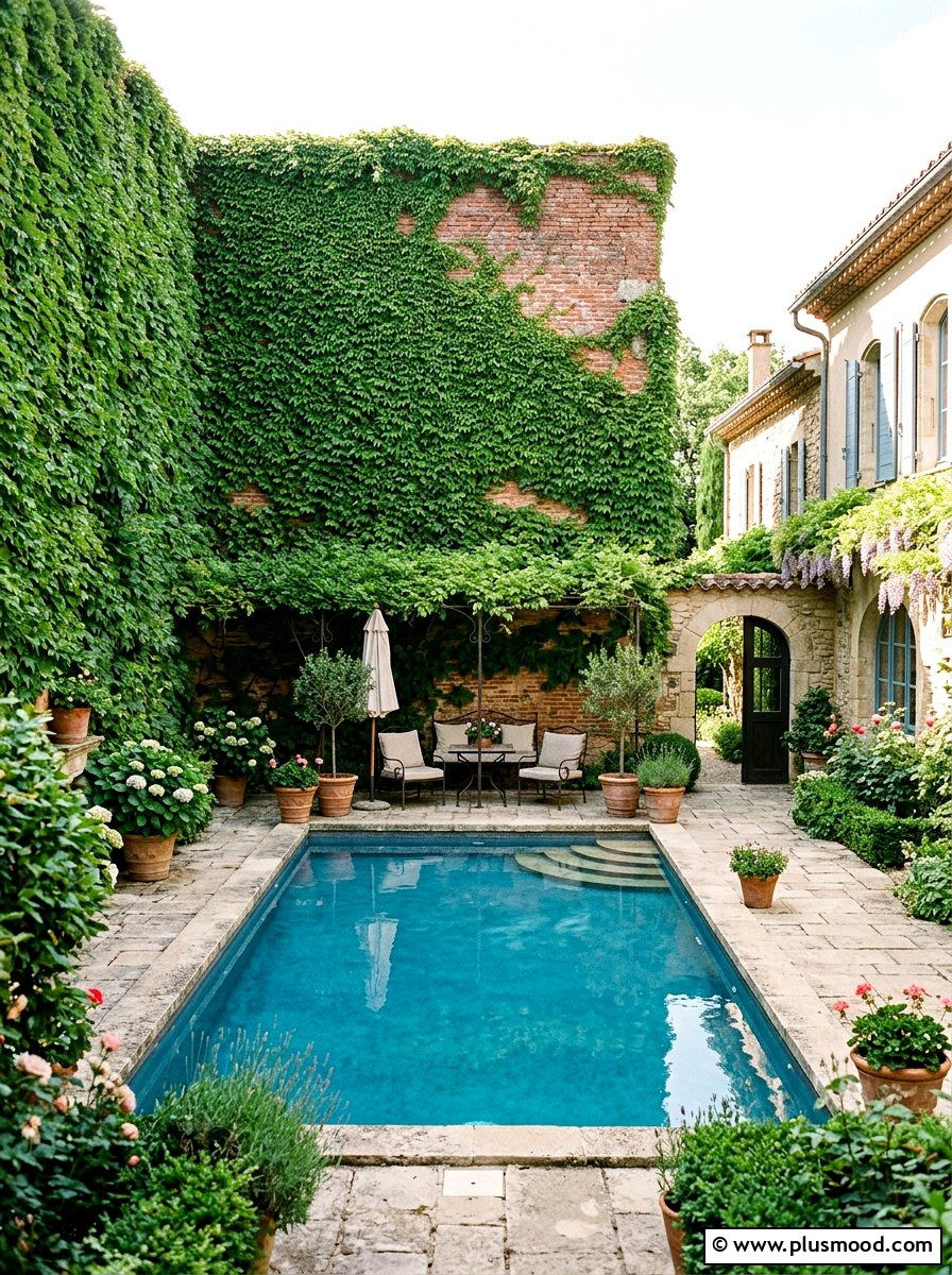 Enchanting Ivy-Covered Walls for Your Poolside Oasis