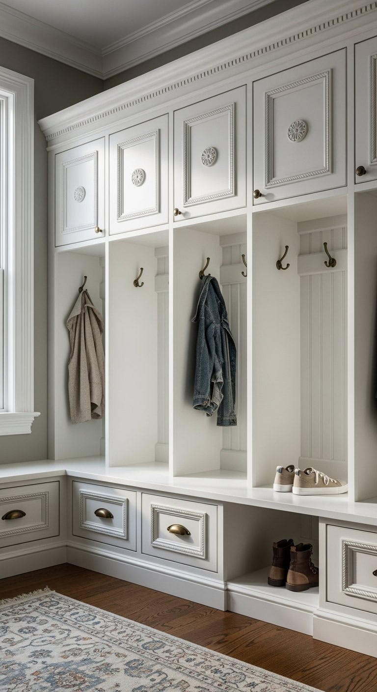 Charming French Country Style Mudroom Lockers
