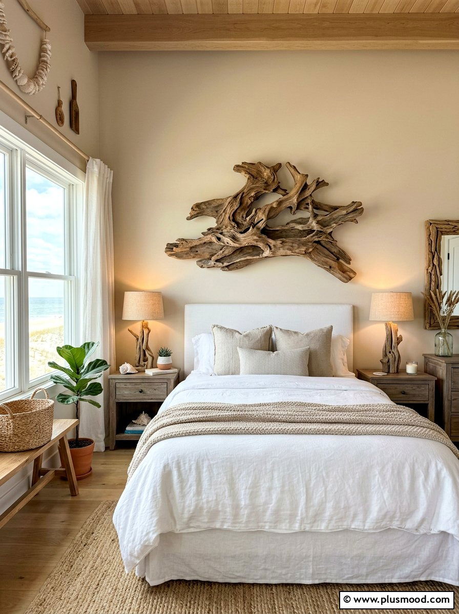 Bringing Coastal Charm to Your Bedroom with Driftwood Accents