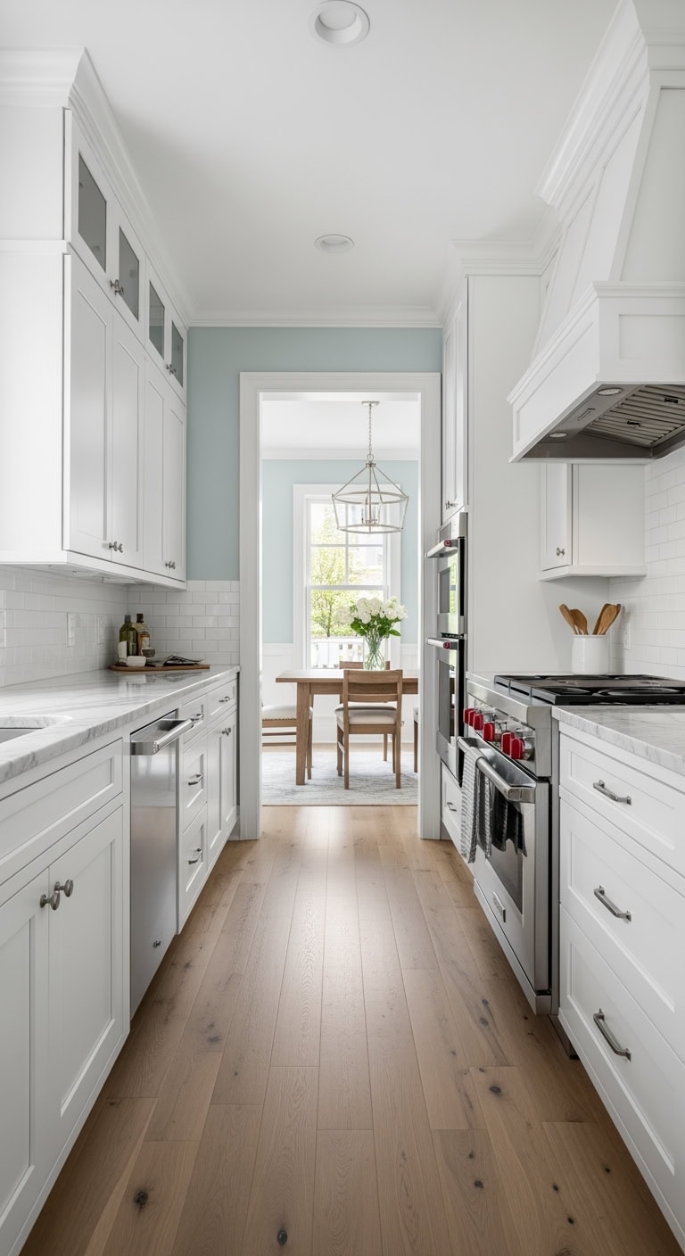 Coastal Charm: Shaker Cabinets Elevate Compact Kitchens with Classic Elegance