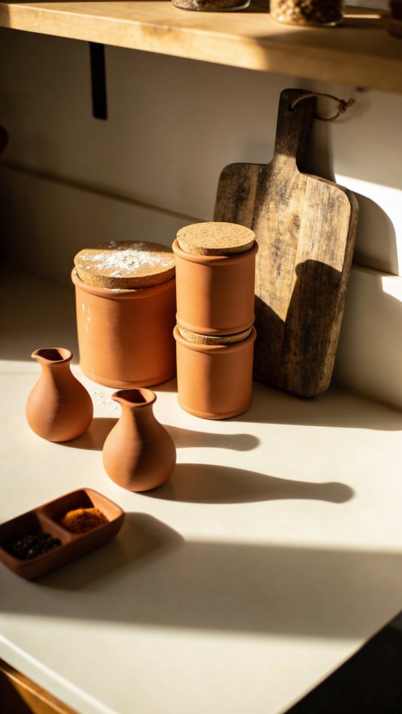 Essential Terracotta Containers and Stylish Countertop Organizers