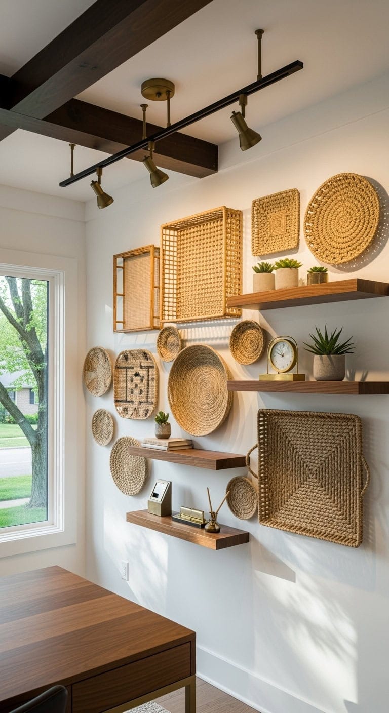 Textured Wall Art: Arrange Natural Fiber Baskets in Stylish Patterns