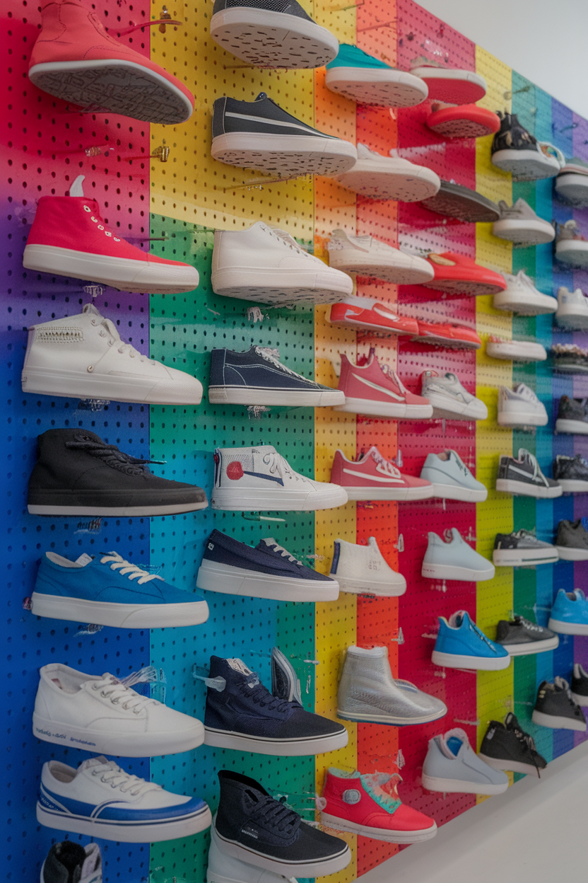 Creative Pegboard Shoe Storage for an Organized Mudroom