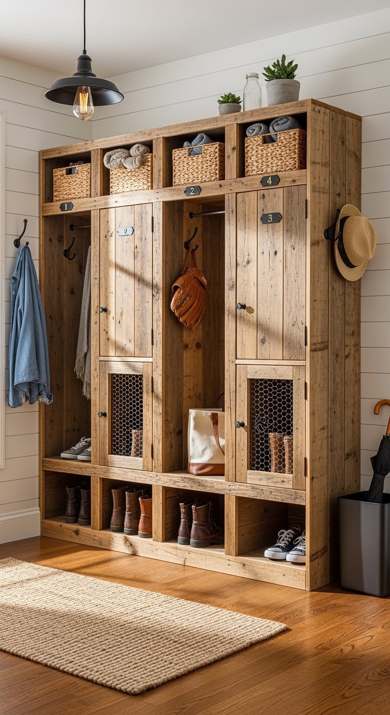 Rustic Charm with Reclaimed Pallet Lockers