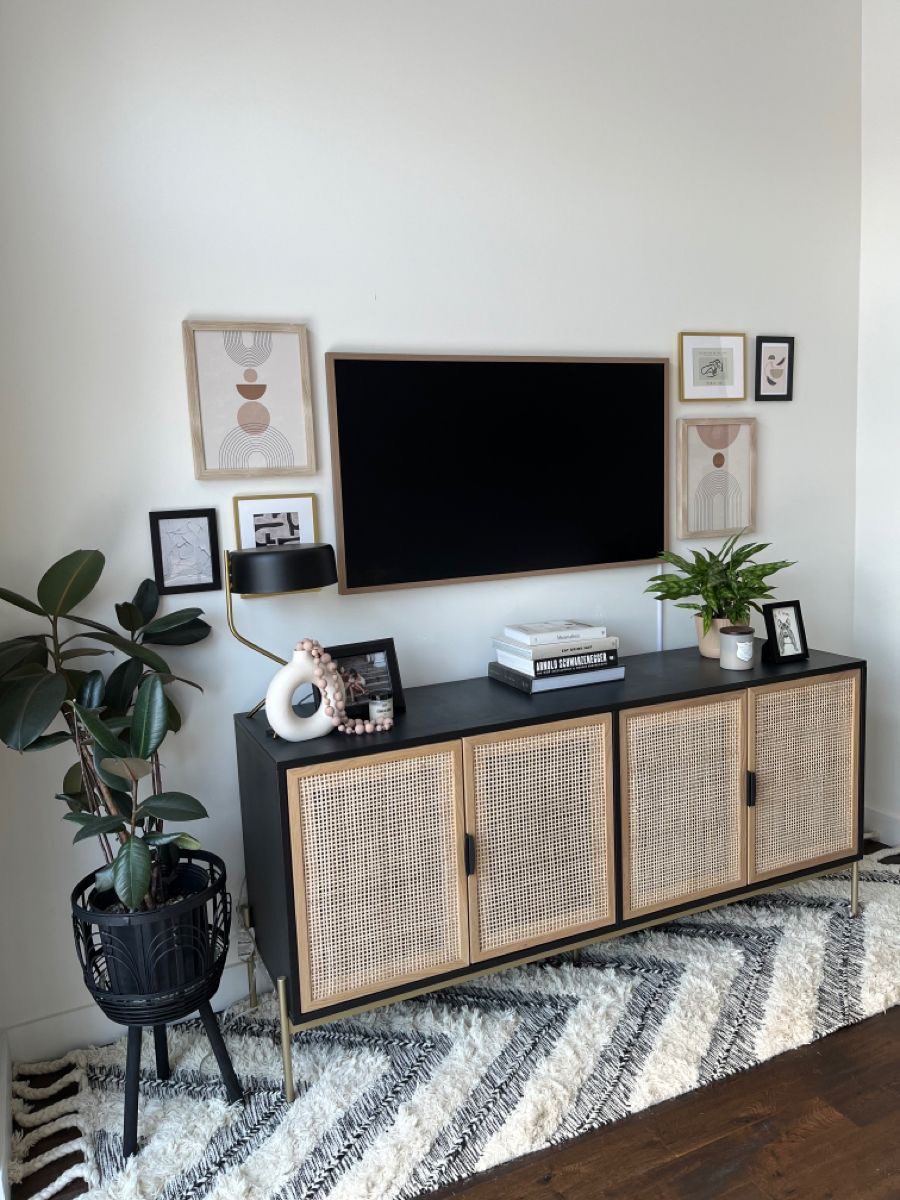 Use a Rug to Anchor Your TV Stand