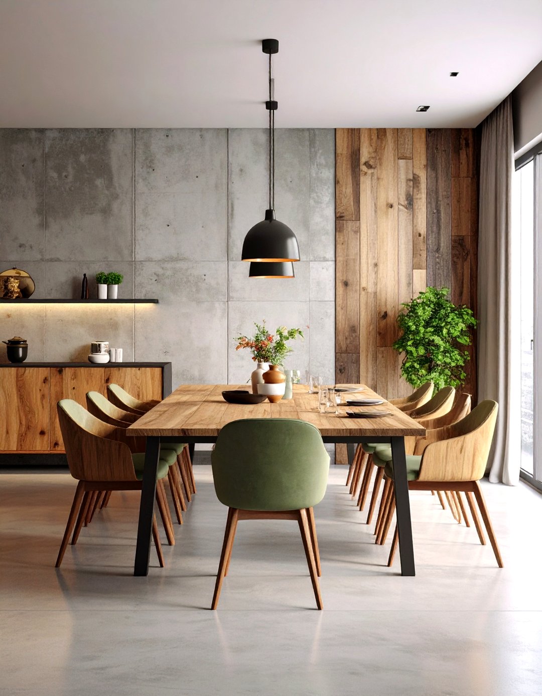 Dining Spaces Elevated by Bold, Textured Industrial Walls