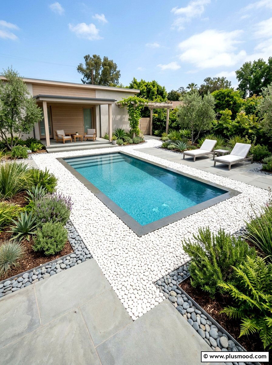 Brighten Your Poolside with a White Stone Edge