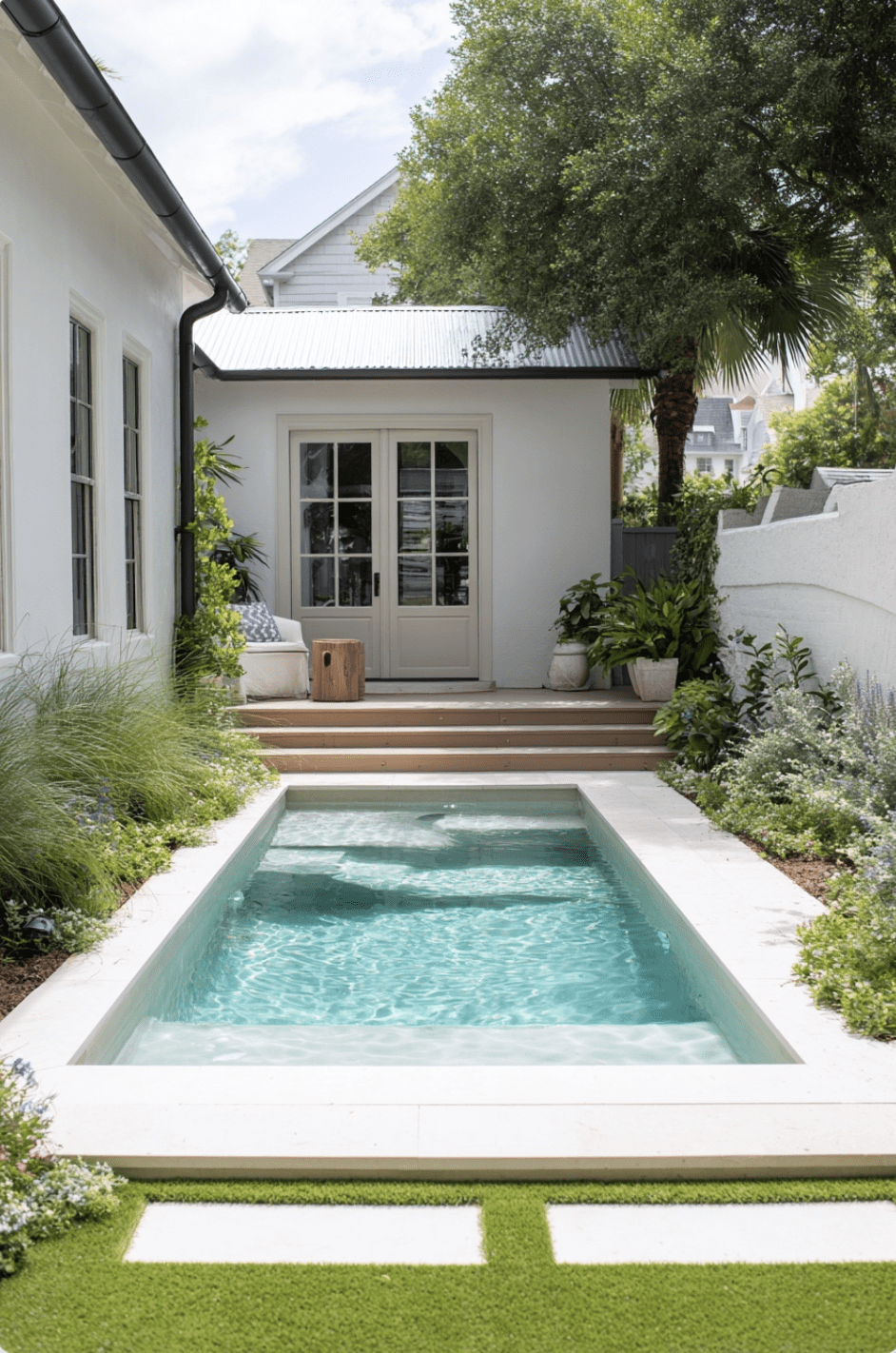 Cozy Pool Oasis Embraced by Lush Greenery