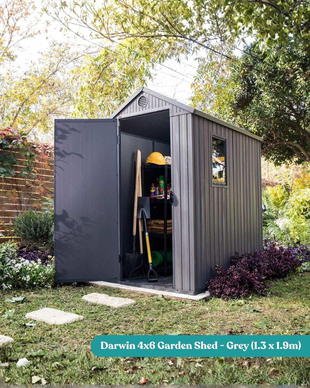 Durable Grey Outdoor Storage Shed