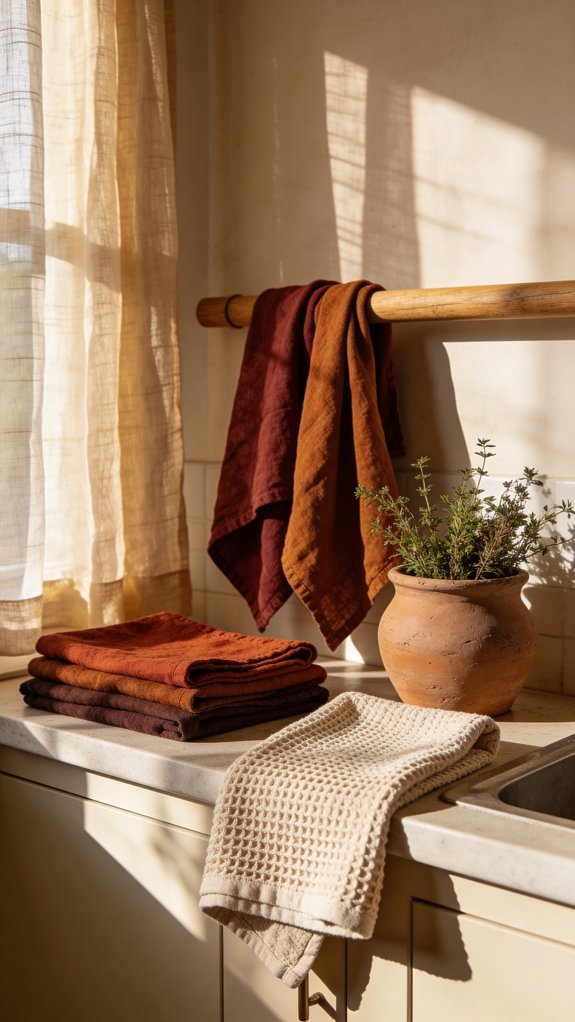 Warm Terracotta Kitchen Linens in Linen and Cotton to Elevate Your Space