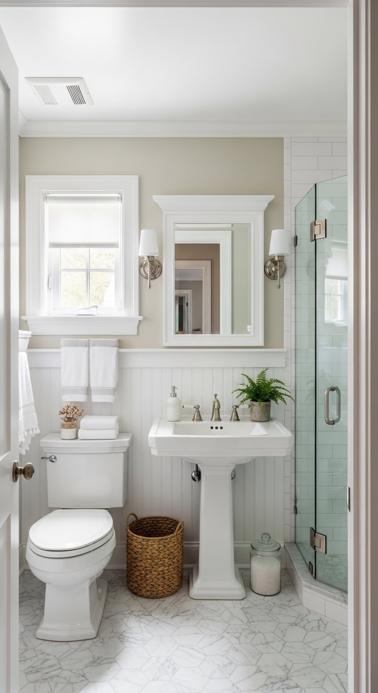 New England Traditional: Elevate Compact Bathrooms with Timeless Beadboard Detailing