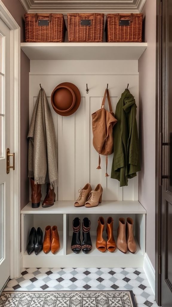 Compact Vertical Mudroom Solution