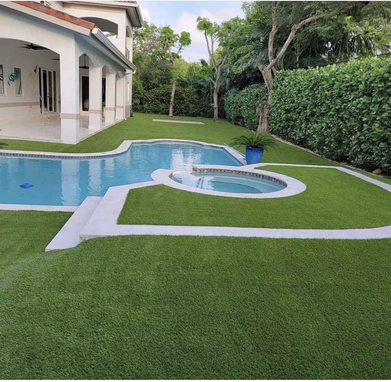 Inclined Pool Paired with Artificial Grass
