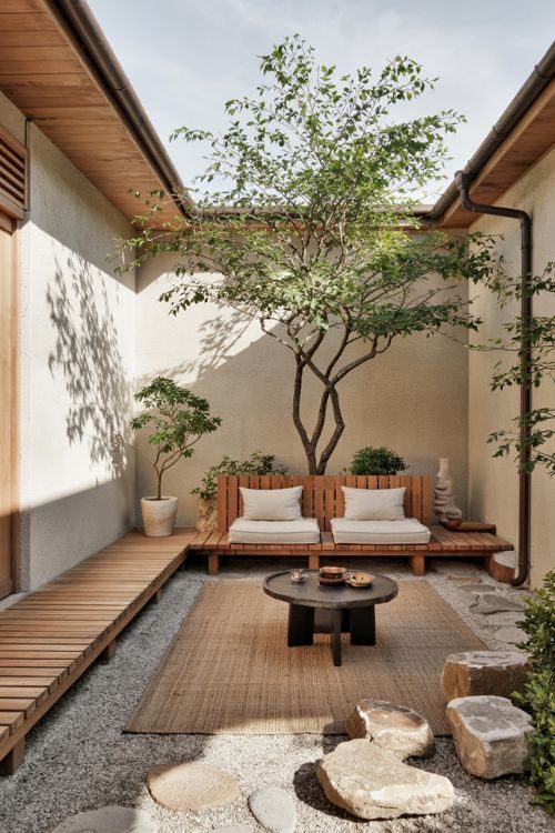 Japanese Courtyard Seating Area