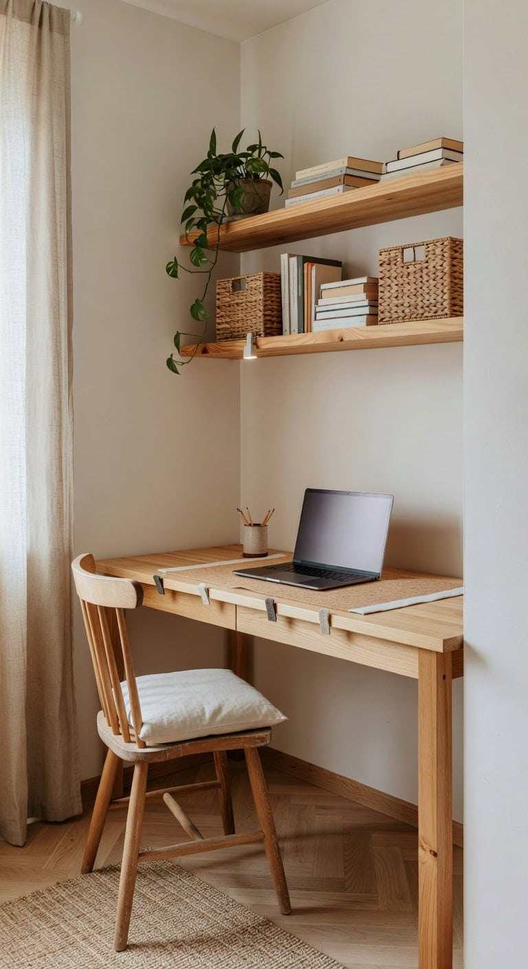 Install Wall Shelves Above Your Desk for Streamlined Access