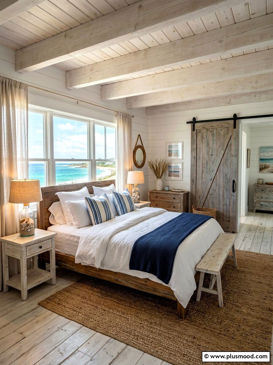 Seaside Farmhouse Retreat: A Serene Bedroom Blend