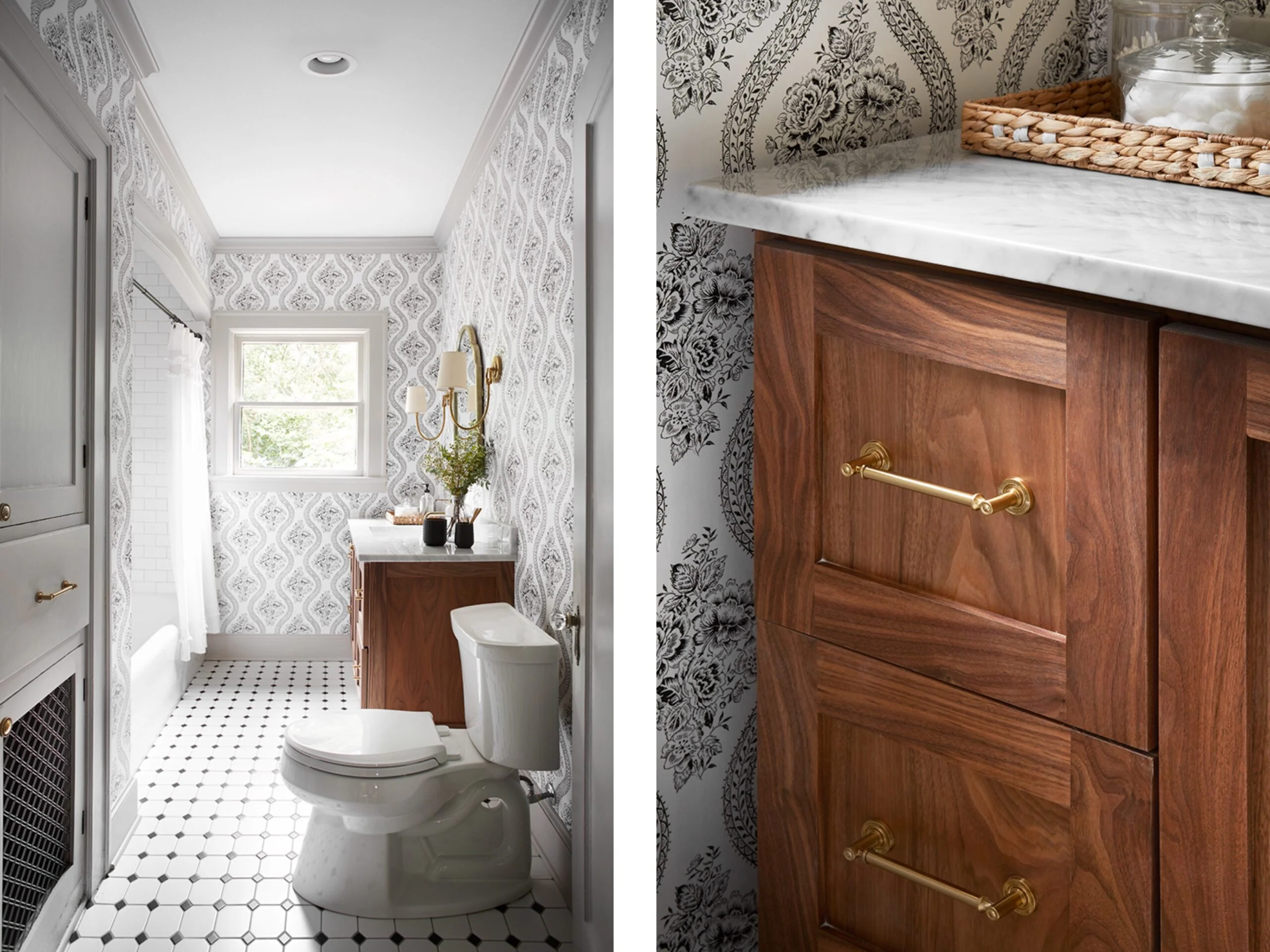 Charming Wood Vanity with Brass Accents