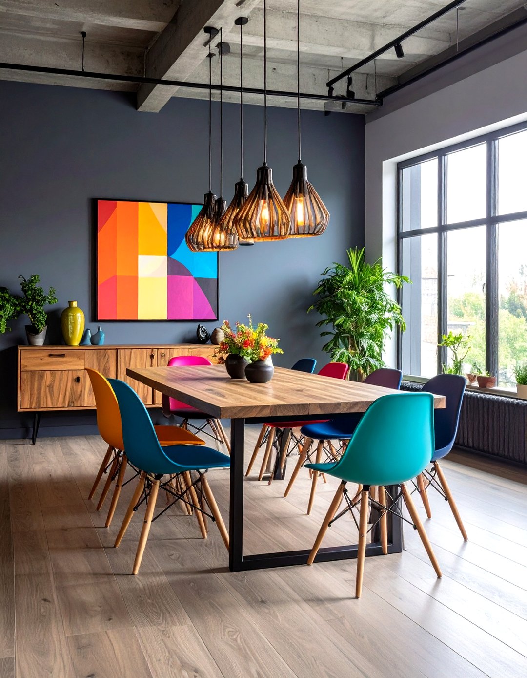 Elevating Industrial Dining Spaces with Thoughtful Color Accents